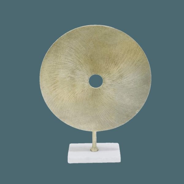 Accent Decor | 21" Gold Disk On White Marble Base Accent Decor Accent Decor