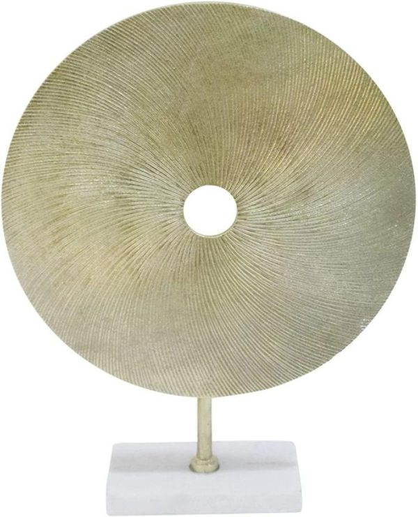 Accent Decor | 21" Gold Disk On White Marble Base Accent Decor Accent Decor