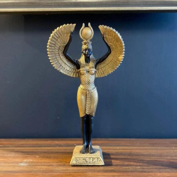 Accent Decor | Black And Gold Egyptian Goddess Isis Standing Sculpture Accent Decor Accent Decor