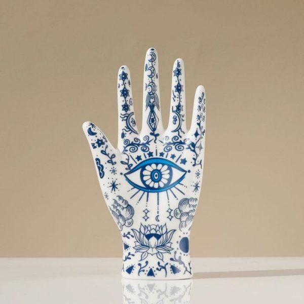 Accent Decor | Blue Floral Evil Eye Porcelain Jewelry Holder Stand Accent Decor Accent Decor