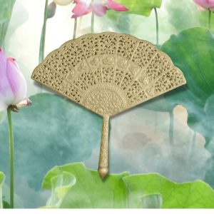 Accent Decor | Decorative Flower Engraved Brass Fan Accent Decor Accent Decor