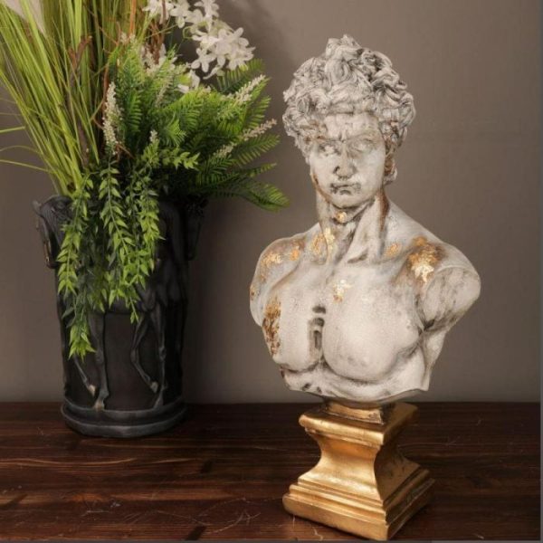 Accent Decor | Gold Dripping Michelangelo David Bust 17" Sculpture Accent Decor Accent Decor