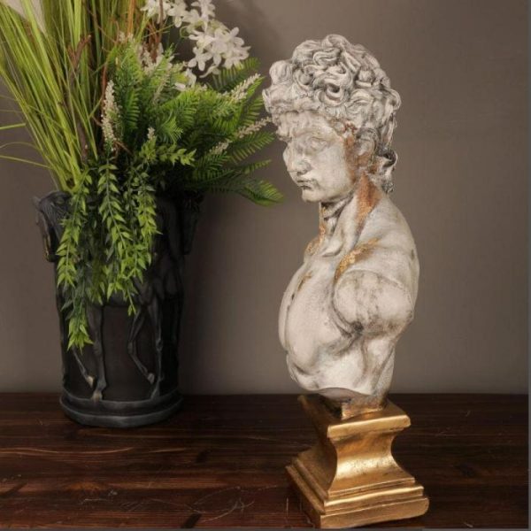 Accent Decor | Gold Dripping Michelangelo David Bust 17" Sculpture Accent Decor Accent Decor