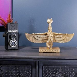 Accent Decor | Gold Egyptian Goddess Isis With Wings Sculpture Accent Decor Accent Decor