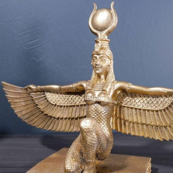 Accent Decor | Gold Egyptian Goddess Isis With Wings Sculpture Accent Decor Accent Decor