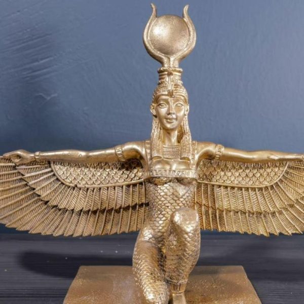 Accent Decor | Gold Egyptian Goddess Isis With Wings Sculpture Accent Decor Accent Decor