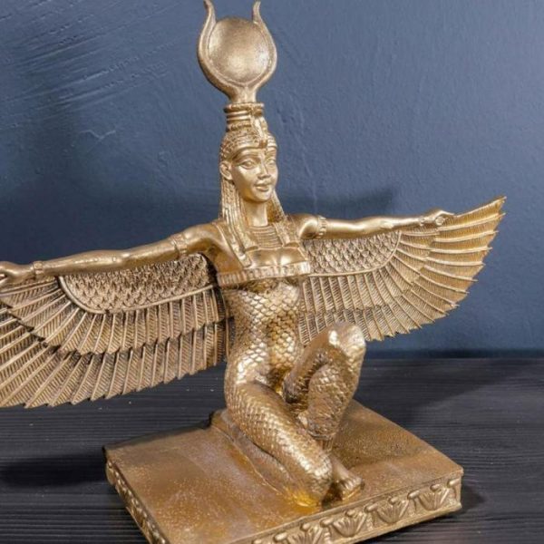 Accent Decor | Gold Egyptian Goddess Isis With Wings Sculpture Accent Decor Accent Decor