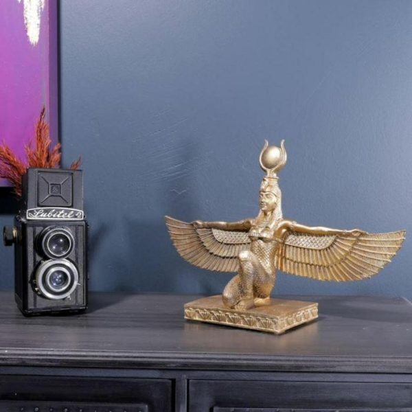 Accent Decor | Gold Egyptian Goddess Isis With Wings Sculpture Accent Decor Accent Decor