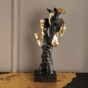 Accent Decor | Gold Gilded Black Man & Horse Statue Accent Decor Accent Decor