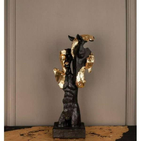 Accent Decor | Gold Gilded Black Man & Horse Statue Accent Decor Accent Decor