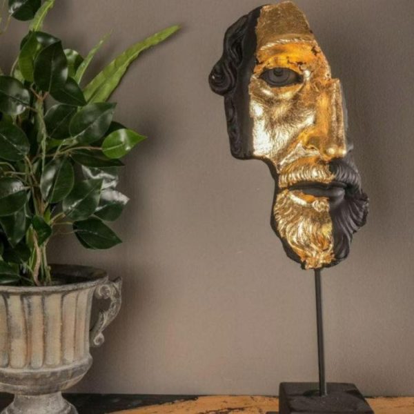 Accent Decor | Gold Gilded Black Zeus Bust Sculpture Accent Decor Accent Decor