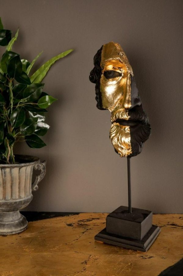 Accent Decor | Gold Gilded Black Zeus Bust Sculpture Accent Decor Accent Decor