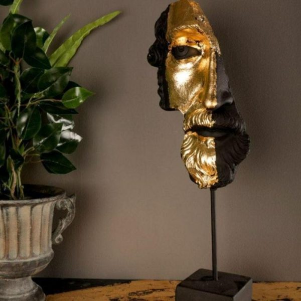 Accent Decor | Gold Gilded Black Zeus Bust Sculpture Accent Decor Accent Decor