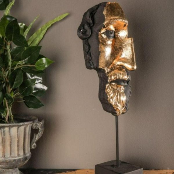 Accent Decor | Gold Gilded Black Zeus Bust Sculpture Accent Decor Accent Decor