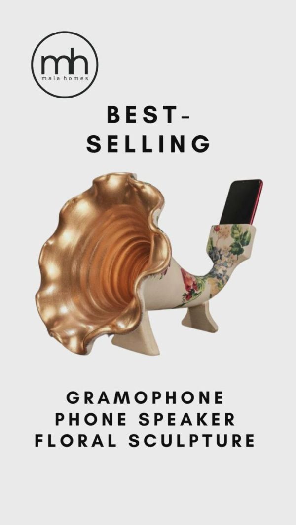 Accent Decor | Gramophone Phone Speaker Floral Sculpture Accent Decor Accent Decor