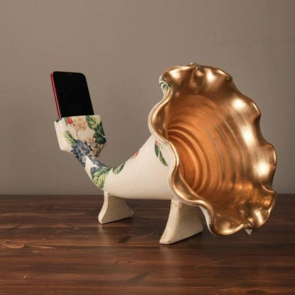 Accent Decor | Gramophone Phone Speaker Floral Sculpture Accent Decor Accent Decor