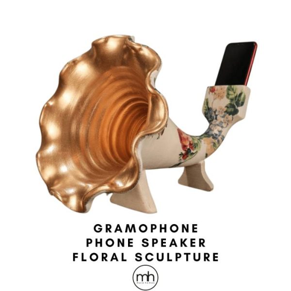 Accent Decor | Gramophone Phone Speaker Floral Sculpture Accent Decor Accent Decor