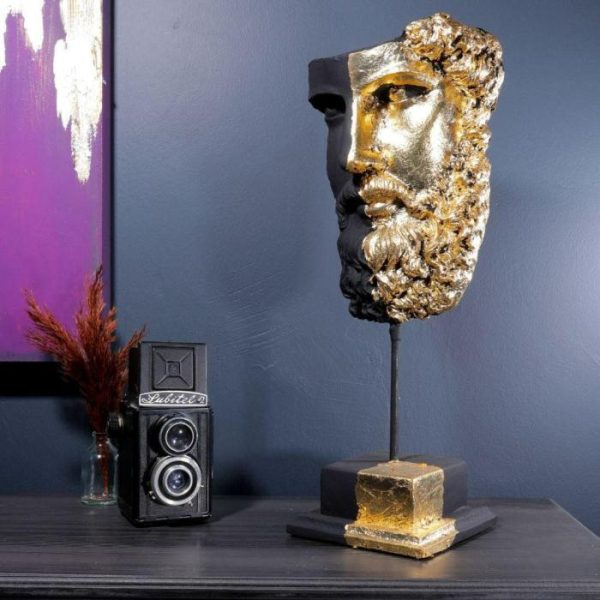 Accent Decor | Hand Crafted Black Gold Zeus Bust Sculpture Accent Decor Accent Decor