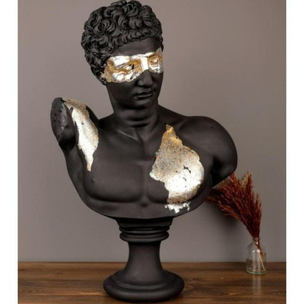 Accent Decor | Hand Crafted Gold Gilded Black Hermes Sculpture Accent Decor Accent Decor