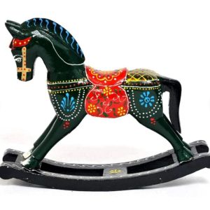 Accent Decor | Hand Painted Colorful Wooden Rocking Horse Statue Accent Decor Accent Decor