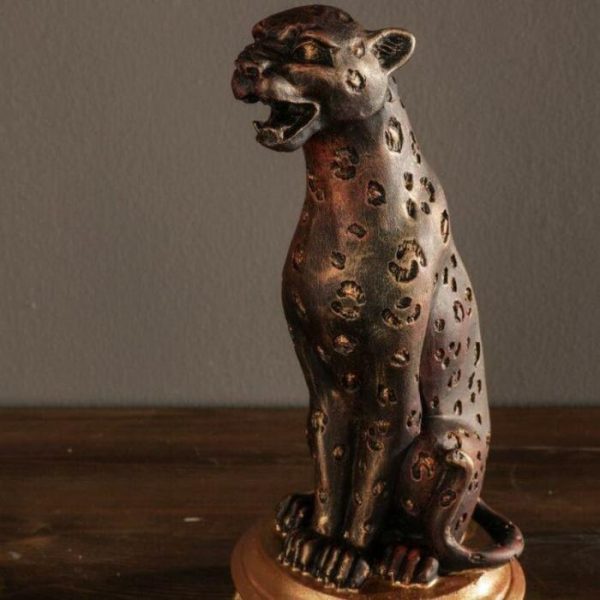 Accent Decor | Roaring Dotted Bronze Panther Sculpture Accent Decor Accent Decor