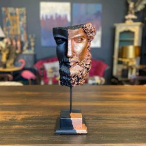 Accent Decor | Rose Gold Gilded Zeus Bust Stone Sculpture Accent Decor Accent Decor