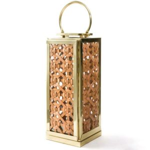 Accent Decor | Serein Decor Tan Woven Leather Candle Lantern Accent Decor Accent Decor