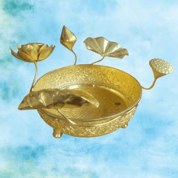 Accent Decor | Solid Brass 3D Lotus Legged Bowl Accent Decor Accent Decor