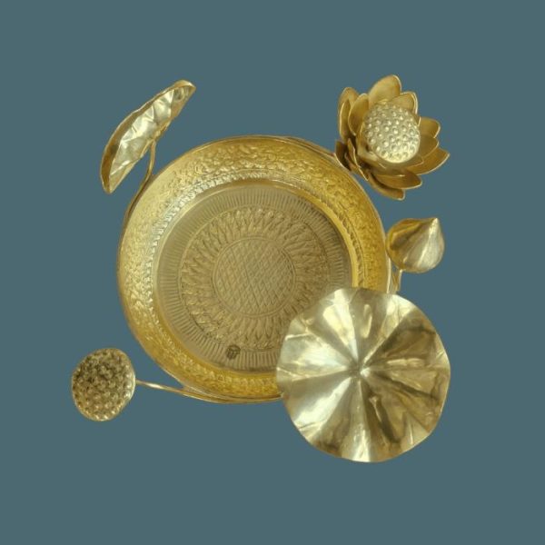 Accent Decor | Solid Brass 3D Lotus Legged Bowl Accent Decor Accent Decor