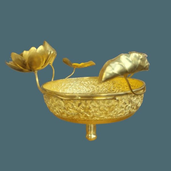 Accent Decor | Solid Brass 3D Lotus Legged Bowl Accent Decor Accent Decor