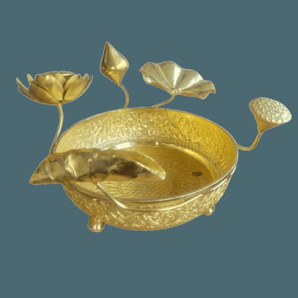 Accent Decor | Solid Brass 3D Lotus Legged Bowl Accent Decor Accent Decor