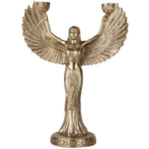 Accent Decor | Solid Brass Isis Egyptian Goddess Candelabra Candle Holder Accent Decor Accent Decor