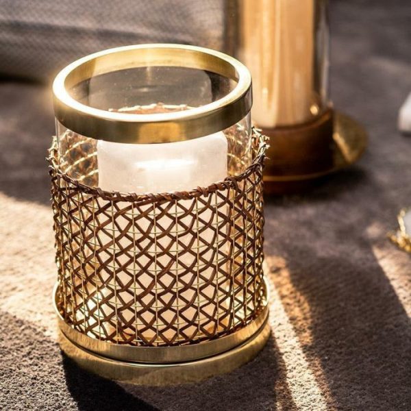 Accent Decor | Woven Wicker Candle Holder Hurricane Accent Decor Accent Decor