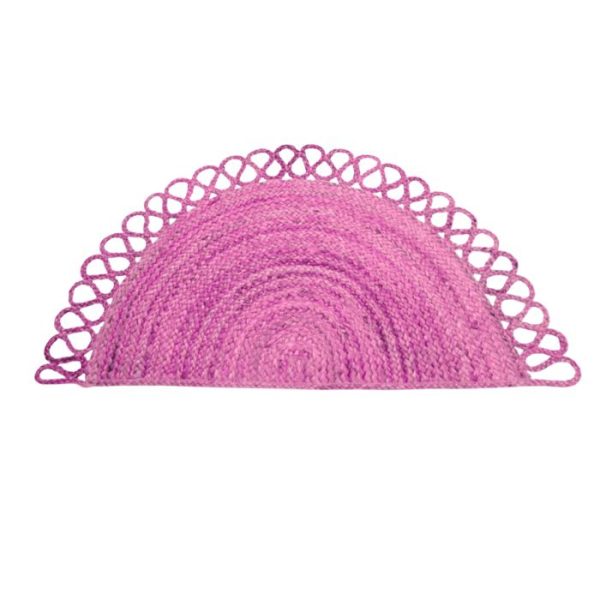 Accent Rugs | Folding Border Half Circle Accent Jute Rug -Pink Accent Rugs Accent Rugs