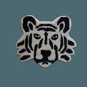 Accent Rugs | Gray Lion Face Hand Tufted Rug, 1′ x 1′ Accent Rugs Accent Rugs