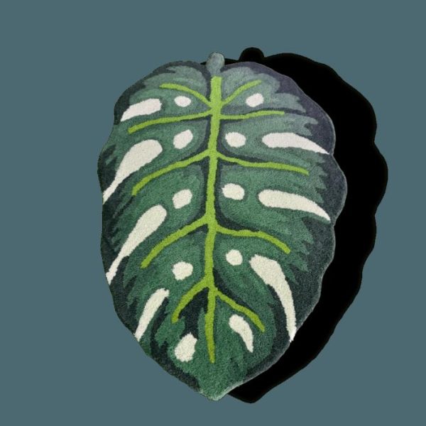 Accent Rugs | Green Monstera Leaf Shaped Accent Hand Tufted Wool Rug, 2′ x 3′ Accent Rugs Accent Rugs