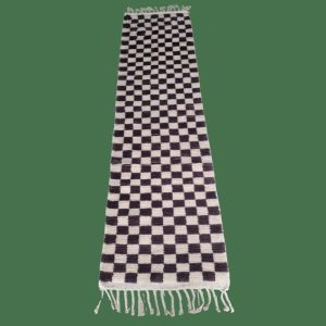 Accent Rugs | Handwoven Checker Wool Rug With Tassels – Dark Brown And White, 2.5′ x 5′ Accent Rugs Accent Rugs