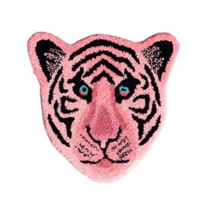 Accent Rugs | Light Pink Tiger Face Hand-Tufted Wool Accent Rug, 1′ x 1′ Accent Rugs Accent Rugs