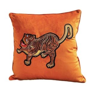 Animal Inspired Pillows | Asian Tiger Orange Velvet Throw Pillow Cover Animal Inspired Pillows Animal Inspired Pillows