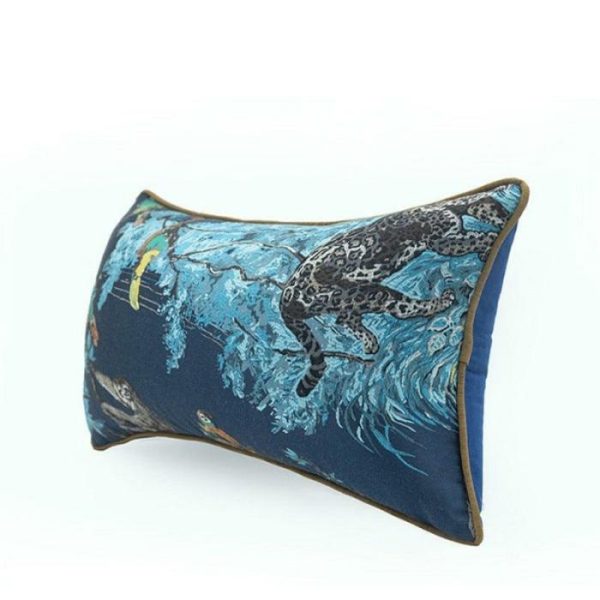 Animal Inspired Pillows | Birds And Wilderness Blue Jacquard Pillow Cover Animal Inspired Pillows Animal Inspired Pillows