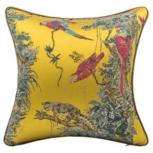 Animal Inspired Pillows | Birds And Wilderness Golden Jacquard Throw Pillow Cover Animal Inspired Pillows Animal Inspired Pillows