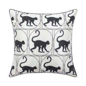 Animal Inspired Pillows | White And Black Circle Monkey Cushion Cover Animal Inspired Pillows Animal Inspired Pillows