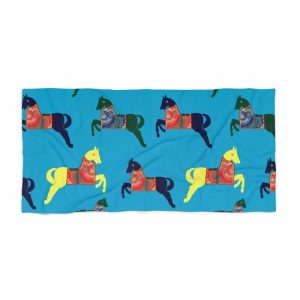 Bath | Horses In The Ocean Beach Towel, 30" × 60" Bath Bath