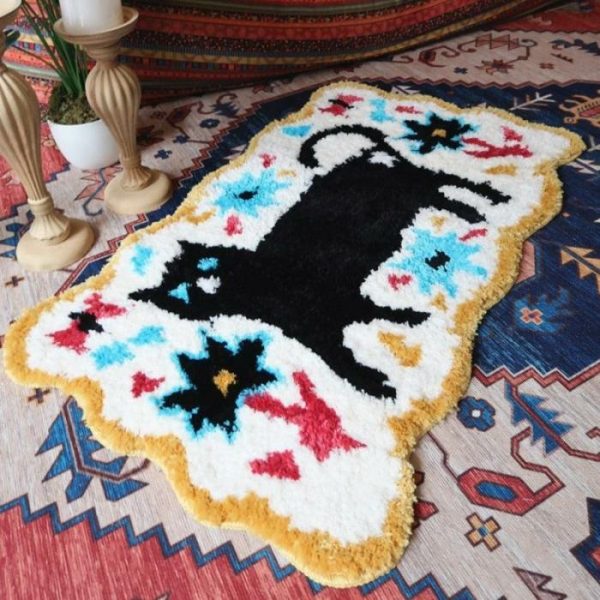 Bath Mats | Black Kitty Floral Scallop Bath Mat Bath Mats Bath Mats