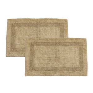 Bath Mats | Classic Reversible Cotton Bath Mat Set – Taupe, Pack of 2 – M/25" x 40" Bath Mats Bath Mats