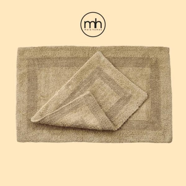 Bath Mats | Classic Reversible Cotton Bath Mat Set – Taupe, Pack of 2 – M/25" x 40" Bath Mats Bath Mats