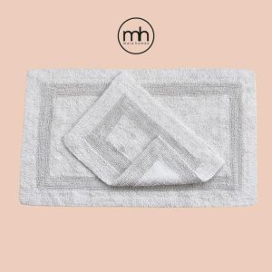 Bath Mats | Classic Reversible Cotton Bath Mat Set – White, Pack of 2 – M/25" x 40" Bath Mats Bath Mats