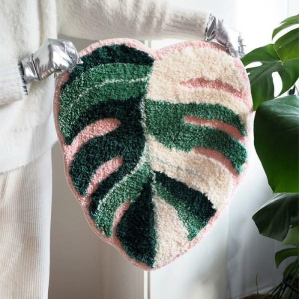 Bath Mats | Green And Pink Monstera Leaf Bath Mat Bath Mats Bath Mats