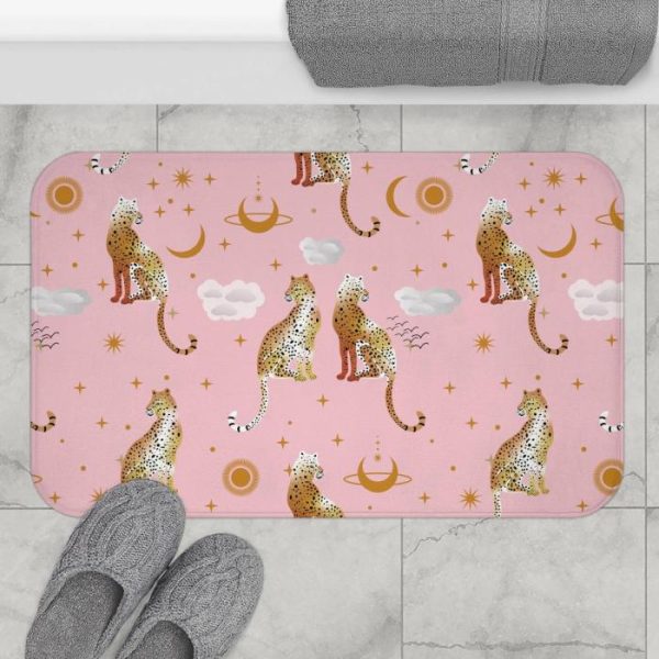 Bath Mats | Pink Leopards Microfiber Bath Mat, 34" × 21" Bath Mats Bath Mats