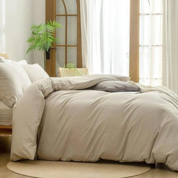 Bedding | 100% Cotton Duvet Cover Set – Cream, Twin US Bedding Bedding